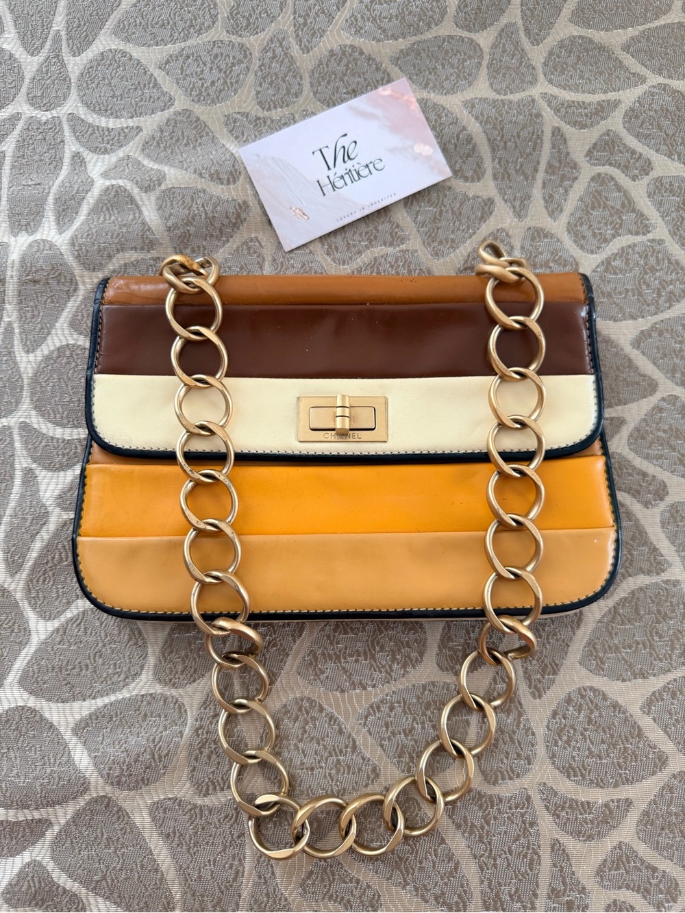 vintage colorblock Chanel 2.55 Mademoiselle Patent Shoulder Bag - Picture 2 of 12